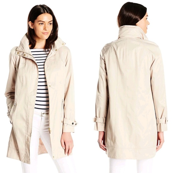 Calvin Klein Longline Anorak Jacket in Buff/Beige - Picture 2 of 7